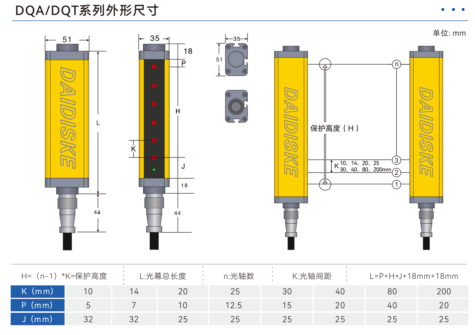 DQA 超远对射安全光幕|默认 3.5m 可定制至 35 米|立体仓库/龙门吊专款
