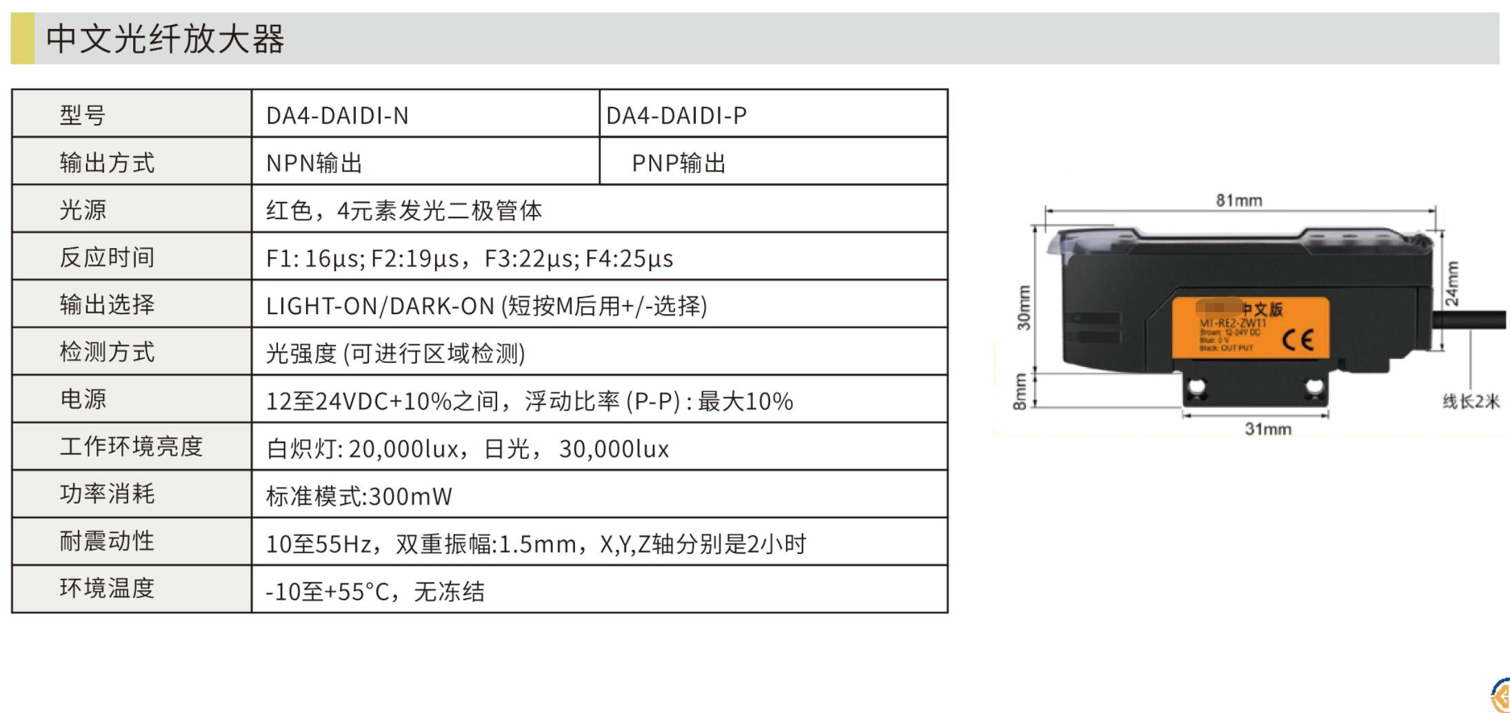 智能光纤放大器|双数显 + 全中文版|WDN 单数显 / WAN 双数显 / DA5 中文菜单