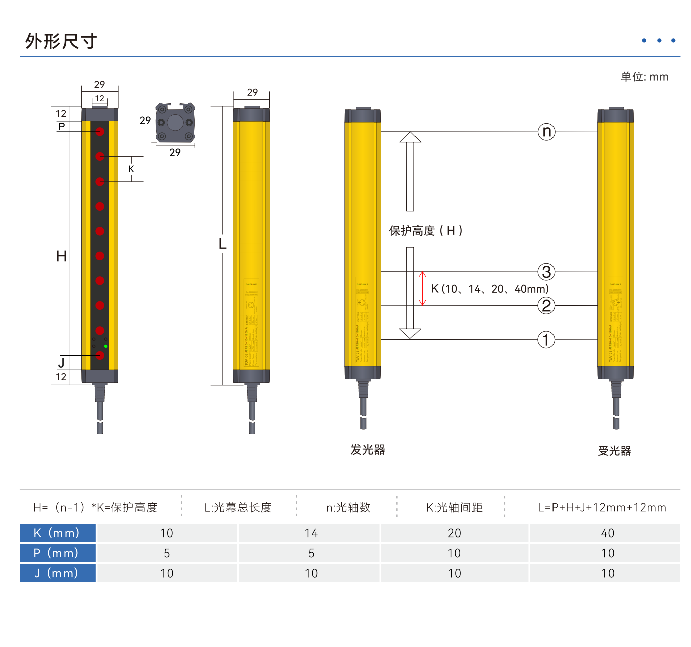 JER 光同步安全光幕|29.3mm 经济款 ESPE|免对线快速安装