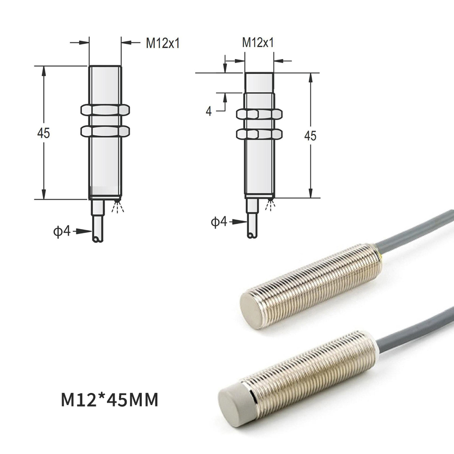 M12 金属电感接近开关｜齐平 2/4mm · 非齐平 4/8mm · IP67/68