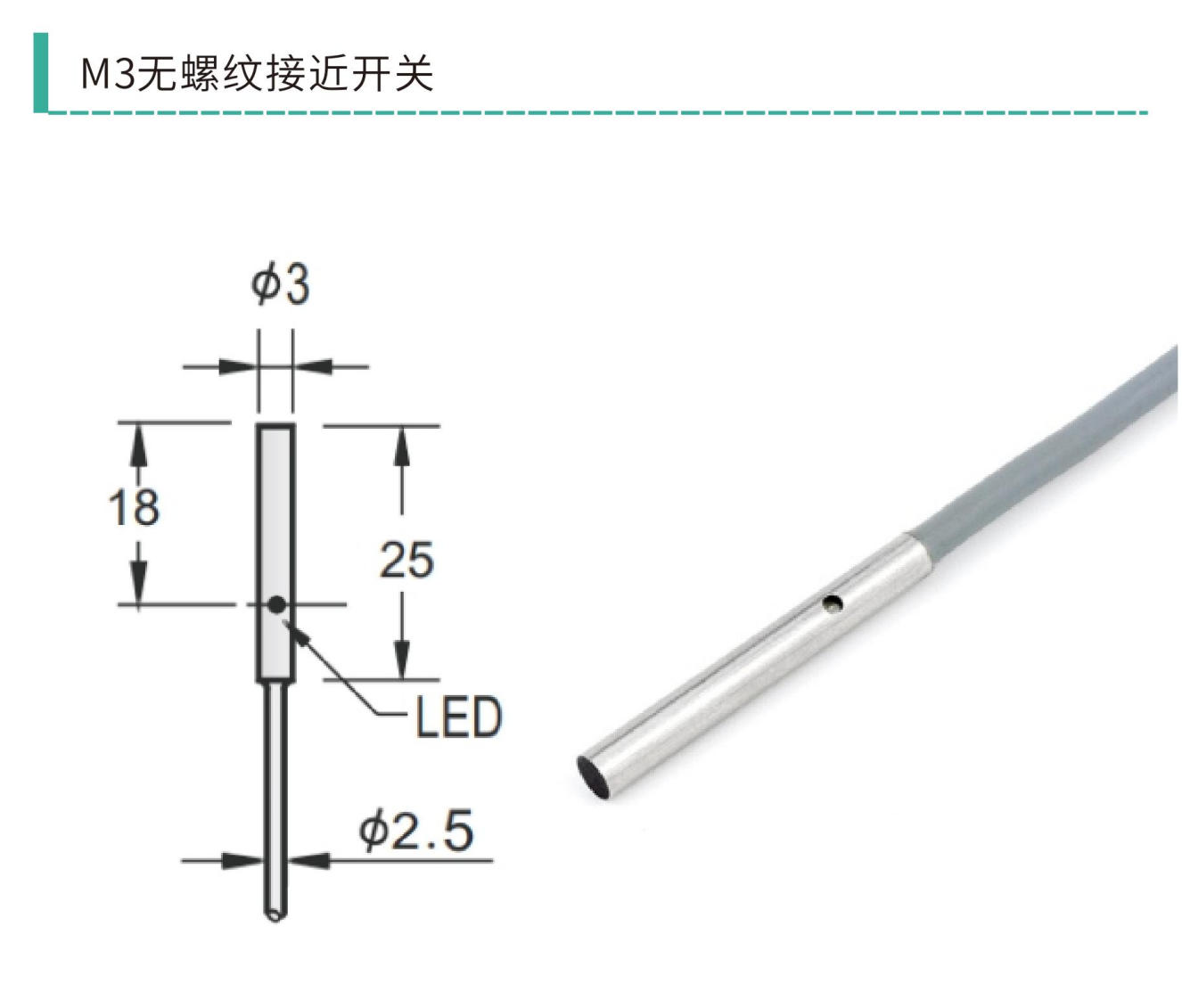 无螺纹 M3 / M4 电感式接近开关 M306N1 / M308N1 / M310N1 + M408N1 / M410N1 / M412N1 / M415N1｜光面不锈钢 2KHz 高频